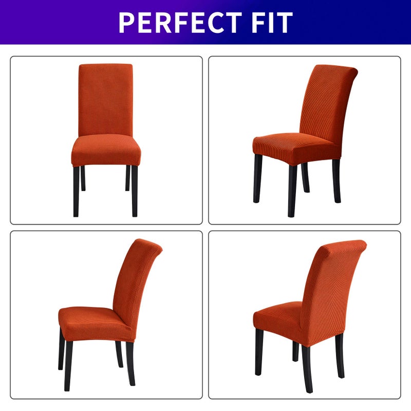 Howhic Stretch Chair Covers for Dining Room Set of 6, Removable Washable Dining Room Chair Covers, Dining Chair Slipcovers Seat Protector, Great for Home and Banquet (Pureed Pumpkin, 6 Pack) - Image 4